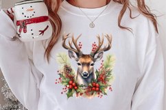 Watercolor Christmas Deer Sublimation Bundle, Christmas Deer Product Image 2