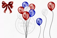 Red White Blue Gnomes and Balloons | Gnome Clipart PNG Product Image 2