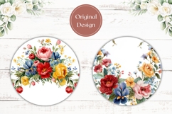 Floral Wreath Car Coaster, Watercolor Flowers Coasters Product Image 2