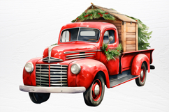 Christmas Cars Watercolor clipart PNG Product Image 2