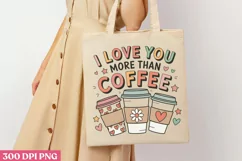 I love you more than coffee PNG, Retro Valentine PNG Product Image 1