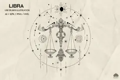 Libra Zodiac sign line drawing Svg Png Eps Product Image 2