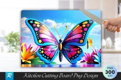 3D Colorful Butterfly Cutting Board Sublimation Design Product Image 1
