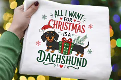Dachshund Christmas PNG, All I Want For Christmas Is A Product Image 4