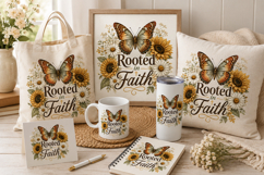 Rooted in Faith PNG, Christian Butterfly Sublimation Clipart Product Image 2