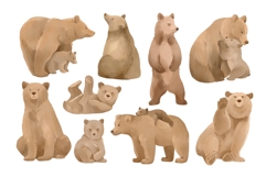Watercolor Grizzly Bears Clipart Product Image 2
