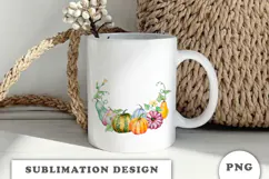 Watercolor Autumn Pumpkins Wreath png Product Image 2