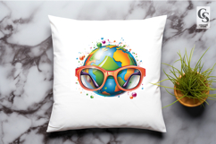 Cute World Globe Glasses Clipart Sublimation PNG Product Image 2