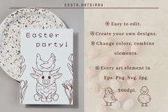 Easter individual elements, spring cute vector line arts Product Image 2