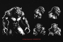 10 Bundle Dark Art Warewolf Monster Face Horror Tattoo Product Image 3
