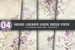 Vintage Lavender Floral Digital Paper Product Image 1