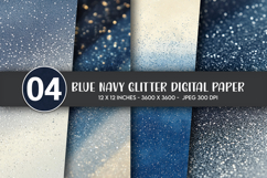 Blue Navy Glitter Digital Paper Product Image 1