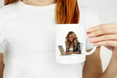 Boss Lady Illustration, Girl with Laptop, Woman Clipart Product Image 2