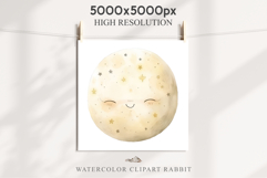 Watercolor Children Moon Stars Smiling Toddler Kids Clipart Product Image 3