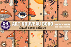 Art Nouveau Boho Pattern Digital Paper Background PNG Product Image 1