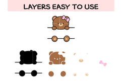 Cute Bear Couple SVG | Kawaii Teddy Bears with Bow Product Image 2