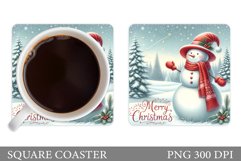 Cute Snowman Coaster Design. Christmas Coaster Sublimation Product Image 1