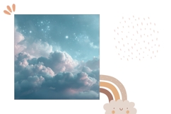 Glitter Sky Pillow Design, Clouds Pillow Template, Sky PNG Product Image 2