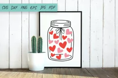 Mason Jar Svg Cut File, Hearts in jar, Valentine SVG, Love Product Image 3