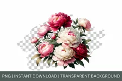 Peony clipart, floral collection PNG, watercolor flowers Product Image 2
