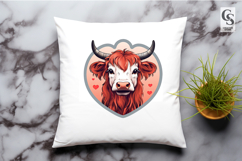 Cute Highland Cow Face Valentine Sticker SVG PNG Product Image 3