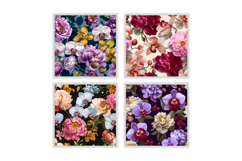 Orchid &amp; Peony Flower Digital Paper | Flower Pattern Product Image 2