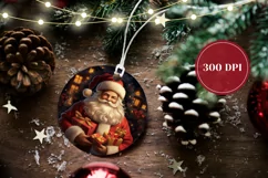 Santa Claus Round Ornament, Santa Claus Sublimation Designs Product Image 2