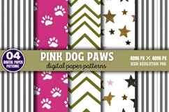 Pink Dog Paws Digital Papers PNG Product Image 1