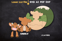 Bull Baby Name Sign SVG laser cut file for Glowforge Product Image 2