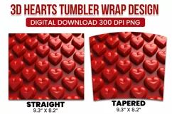 3d Red Heart pattern Tumbler Wrap Design Product Image 2