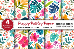 Bright Preppy Paisley Digital Paper PNG Product Image 1