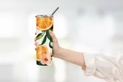 Orange with Leaves and Flowers Tumbler Wrap Sublimation Product Image 2