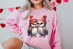 Couple Owl Valentines Day Clipart, Couple Owl Clipart Product Image 2
