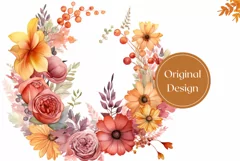 Watercolor Flowers Tumbler Wrap, Flowers Wreath Sublimation Product Image 2