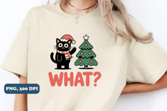 Funny Cat Christmas Tree PNG, Black Cat PNG Sublimation Product Image 3