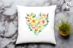 Watercolor Floral Heart Clipart Sublimation PNG Product Image 2