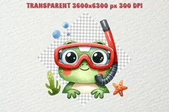 Watercolor Summer Frog Sublimation Design PNGs Transparent Product Image 2
