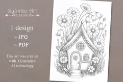 Gnome house coloring page for adults. Adult coloring page Product Image 1