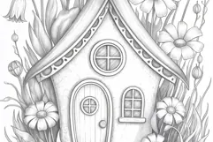 Gnome house coloring page for adults. Adult coloring page Product Image 3