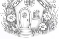 Gnome house coloring page for adults. Adult coloring page Product Image 4