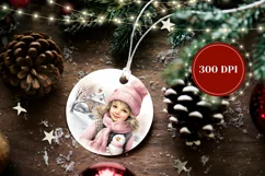 Christmas Round Ornament, Christmas Girl Ornament Design Product Image 2