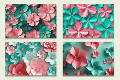Pink &amp; Teal 3D Flowers Cutting Boards sublimation Design Product Image 2