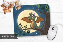 Moonlit Dragon Perched in a Tree Mouse Pad PNG Design Product Image 1