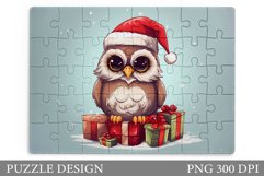 Christmas Owl Puzzle Sublimation. Owl Winter Puzzle Design Product Image 1