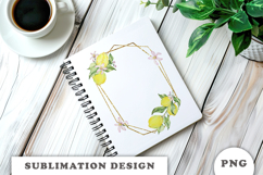 Watercolor Lemons Gold Frame png Product Image 2