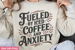 Fueled by iced coffee PNG, Retro Funny Coffee sublimati Product Image 1