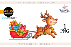 Christmas deer watercolor illustration Product Image 1