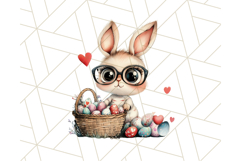 Cute Easter Bunny PNG, Spring Rabbit with Glasses Clipart Product Image 2