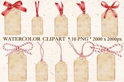 Watercolor Christmas Rectangle Gift Tags, Vintage Labels Product Image 2