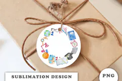 Watercolor School Supplies Wreath png Product Image 2